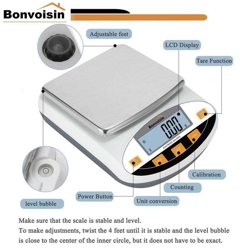 Bonvoisin Lab Scale 2000g x 0.01g Digital Precision Analytical Balance