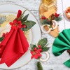 Ziliny 16 Pcs Cotton Christmas Napkins and Rings Set 8