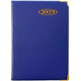 2025 POCKET DIARY - Week To A View - Soft Vinyl Cover - Black Blue or Red (Blue)