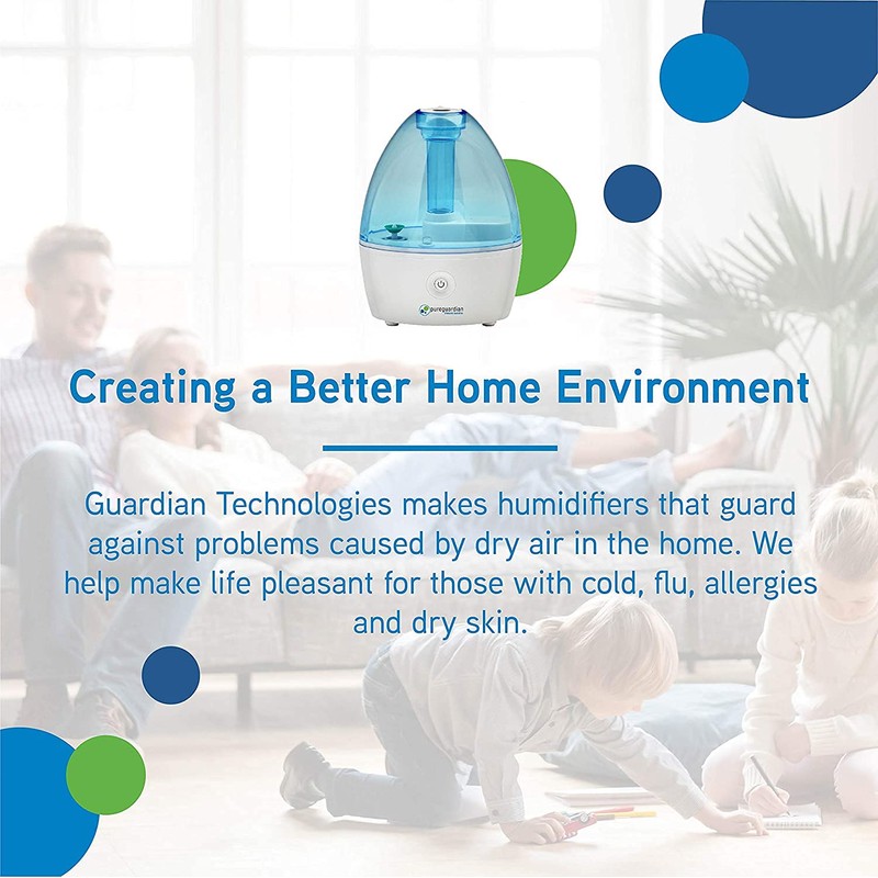 Pure Guardian H910BL Ultrasonic Cool Mist Humidifier, 14 Hrs. Run