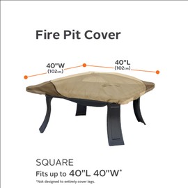Classic Accessories Veranda Water-Resistant 40 Inch Square Fire Pit Cover