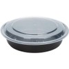 LIFEGUARD 48 oz Microwavable Round Black Container with Clear Lid,