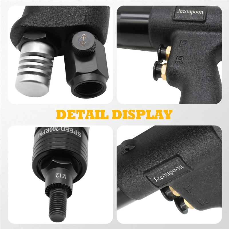Jecoupoon Pneumatic Rivet Nut Gun & Adjustable Speed Gun Compatible