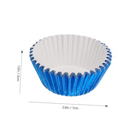 GLEAVI 100pcs Thickened Blue Foil Cupcake Liners Muffin Baking Paper Cups Wrappers with Curved Stripe Design for Decorative Muffins and Cakes Party Use