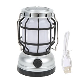 LED Camping Lantern USB Rechargeable Solar Powered Camping Light for Emergency Hiking Home Silver