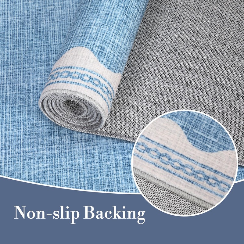 CAREMEE Scalloped Washable Rug 8x10 Area Rugs for Living Room,