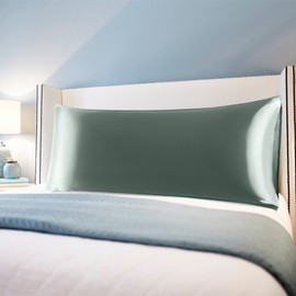 sourcing map Bolster Pillow Cases Soft Silky Satin Body Pillow Cover 4.6ft Long Pillowcase for Body Pillow 20"x56" Grey