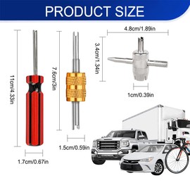 HQRNYP 3PCS Tire Valve Stem Removal Tool, Valve Core Removal Tool, 4-Way Valve Tool Single/Dual Head Valve Core Remover Tire Repair Stem Tool, Tire Valve Stem Puller Tool for Various Valve Cores