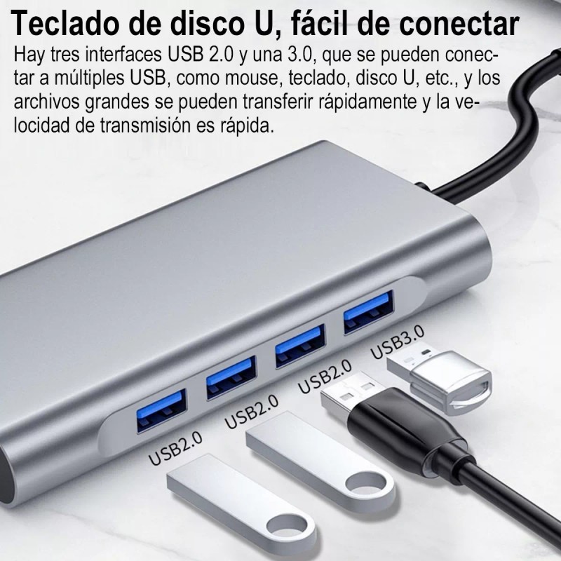 GOMITA 11 En 1 Usb-c To Hdtv +vga+lan+usb+tf+sd+pd+audio