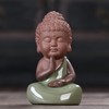 EVECILOO Ceramic Cute Baby Buddha Statue, Purple Clay Peaceful Rulai
