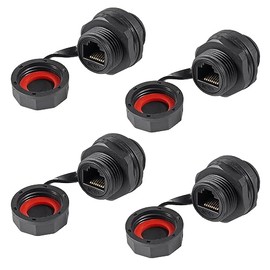 Cuatro conectores de cable de red local Ethernet RJ45 cat6 paneles industriales blindados instalan conectores directos de mamparo, con tapa impermeable ip67