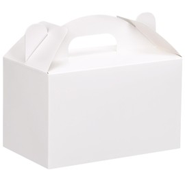 Moretoes 48 Pack White Party Favor Treat Boxes, Gable Gift Boxes with Handles for Birthday, Wedding, Baby Shower