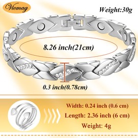 Vicmag Magnetic Titanium Bracelet for Women Steel Jewelry Gift Strong Magnets with Adjustment Tool & Box