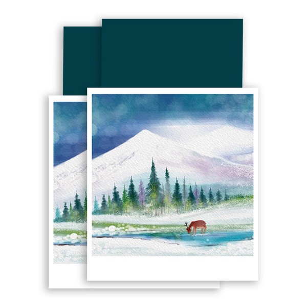 (2Pcs) Deer in Winter Landscape Magnetic Bookmark Mountain Book Page