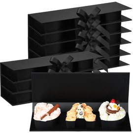 Trandraft 8 Pcs Father Day Gifts Box with Lids Dad Letter Cardboard Flowers Decorative Box Charcuterie Fillable Floral Bouquet Florist Packaging for Men Grafather Birthday Party(Black)