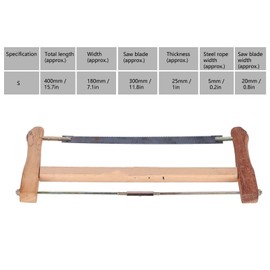 Frame Saw, Teakwood Handsaws, Blade Replacement Carpenter Hand Bow Wood Cutting Tool, Portable Frame Saw for Cutting Wood(400mm) Cut Percussion Tool, Hack Saw Blade