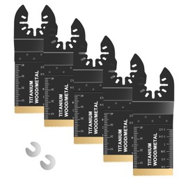 Farady 5 Pcs Oscillating Saw Blades Titanium Oscillating Tool Blade 1-3/8 inch Quick Release Plunge Cutting Multitool Blades Kit for Metal Wood Nails Screws