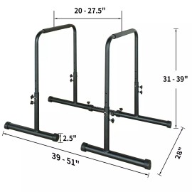 Unbranded Dip Station Pull Up Bar Stand Adjustable Height Heavy Duty Fitness Dip Bar