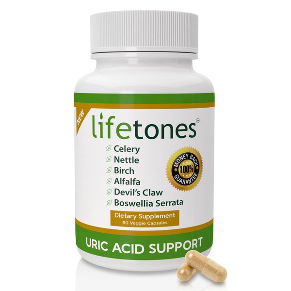 Lifetones Uric Acid Support - Herbal Joint Cleanse for Men and Women - Natural Remedy, Flexibility Boost - Non-GMO, Gluten-Free - 60 Vegan Vitamins