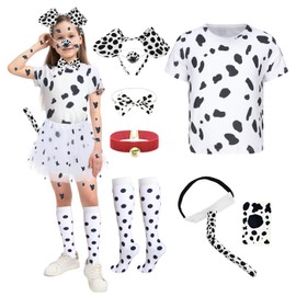 101 Dalmatians Costume Kids Girls 100 Day of School Costume Girls 101 Dalmation Costume Dress Up 5-7 Years RK011M