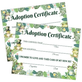 Frog Certificates of Adoption, 10 Pcs Pet Adoption Certificates, Adopt A Pet Certificate for Girl Boy, Frog Party Supplies & Favors, Adoption Decorations for Pet Animal Birthday Party -17