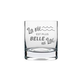Verre gravé - La Vie est Plus Belle au Lac - Verre Old Fashioned 10oz