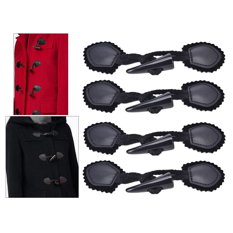 freneci 4 Pairs Leather Horn Toggle Closure Buttons Coat Jacket