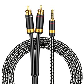 Wekuant Audiophile RCA Cable, [2M/6.5Feet, Silvered-Plated Copper core] 3.5mm Male to 2RCA Male Stereo Audio Adapter Cable with Outer diameters 6.5mm for Smartphones, Tablets, Speakers, HDTV