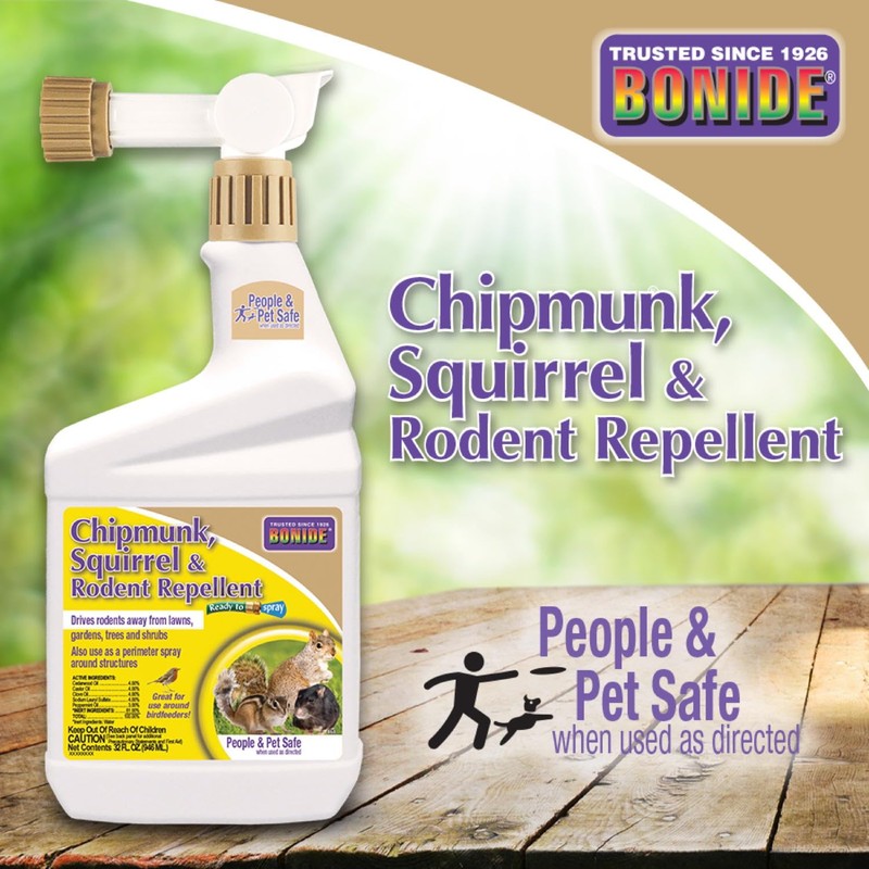 Bonide Chipmunk, Squirrel & Rodent Repellent, 32 oz Ready-to-Spray for