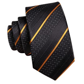Dubulle Tie for Boys Self Tie Boys Necktie and Pocket Square Set for Age 8-14 Wedding Graduation,Black Gold White