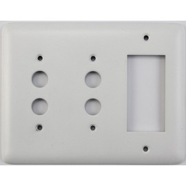 Classic Accents Rounded White Switch Plates - (3 Gang Combo - 2 Push Button Switch 1 GFCI/Rocker)