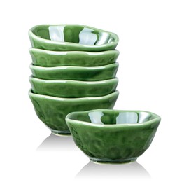 vicrays Ceramic Small Dessert Bowls Set - 10 oz, Set of 6, Microwave, Oven and Dishwasher Safe, for Rice, Ice Cream, Soup, Snacks, Cereal, Chili, Side Dishes etc, Kitchen Bowls Set(Green)