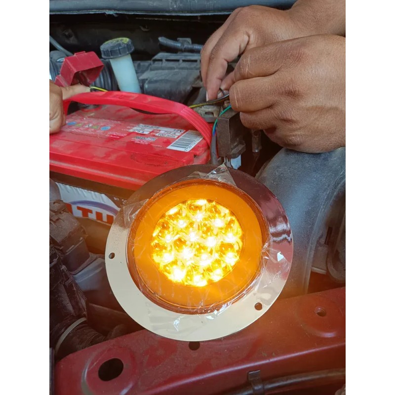 4 Plafones 14 Led Redondo Camion Estrobo 3 Funciones 12-24v