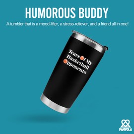 Panvola Tears Of My Basketball Opponents Basketball Gifts For Coach Players Teammates Athletes Brother Boyfriend Dad Husband Friend Vacuum Insulated Tumbler with Lid and Straw 20 oz Black