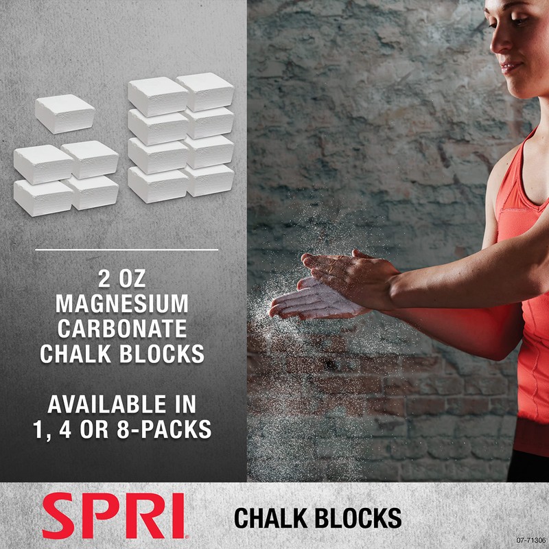 SPRI Chalk Block, 2oz. (8 Pack) for Gymnastics, Rock Climbing,