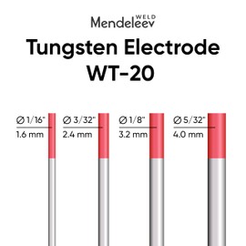 WT-20 RED 3/32" Tungsten Electrode TIG Welding 10-Pack (2% Thoriated EWTh-2)