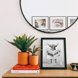 Funny Highland Cow Framed Wall Art in Bathtub,Black and White Canvas Cow Wall Art Prints Farmhouse Bathroom Decor,Humor Animals Bathroom Painting Canvas Rustic Style Artwork(8"x10", Framed)