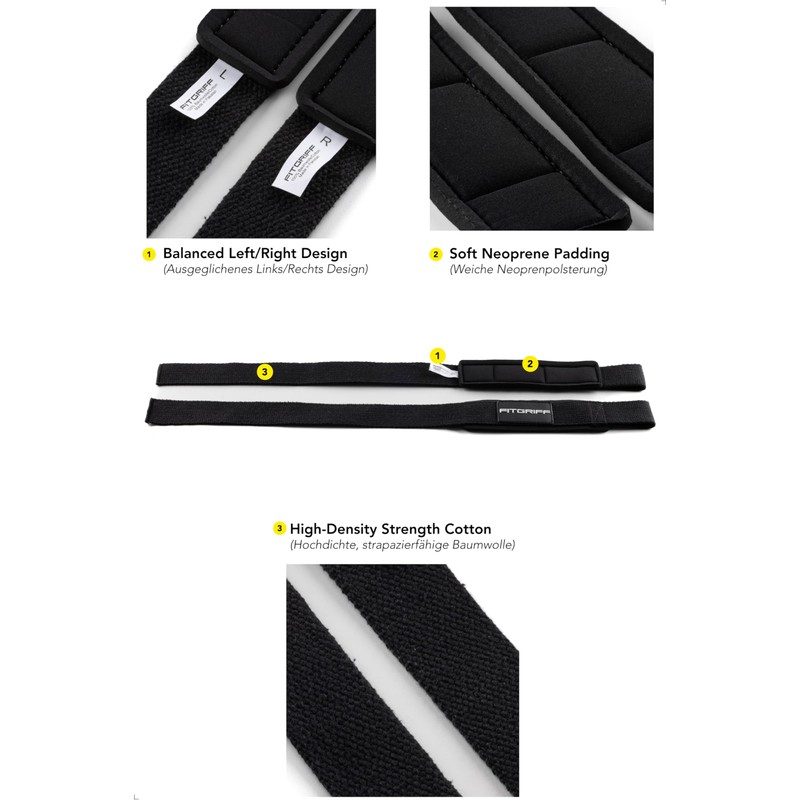 Fitgriff® Wrist Wraps + Lifting Straps Set - for Fitness,