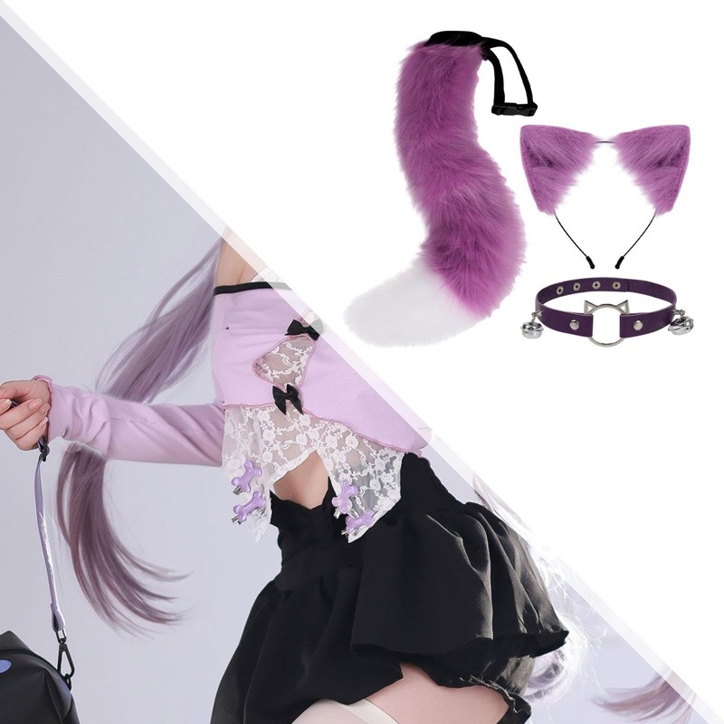 Dickly Cat Ears and Tail Set Cosplay Decoration Cat Long