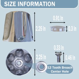 3 Piece Shower Knob Replacement Set,12 Tooth Broach Stem,Replacement Compatible with Price/Pfister Verve Tub Shower - Hot/Cold/Diverter Handles,Easy to Replace and Maintain,Durable Metal Material