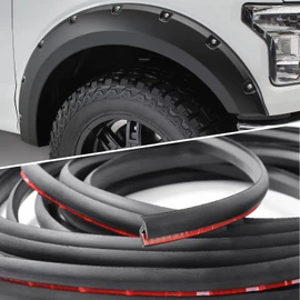 Fender Flares Edge Trim,Fender Flares EPDM Rubber Seal for Car and Truck Wheel Arch Well,Rubber Gasket for Fender Flare Universal,Bonds with Self-Adhesive Automotive Grade Tape,T Style,Black (32ft)