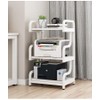 Natwind 3-Tier Printer Stand with Wheels Movable Storage Cart Floor-Standing Multi-Purpose Shelf Rack for Media Player Scanner Files Books Microwave Oven in Kitchen Living Room Home Office (White)
