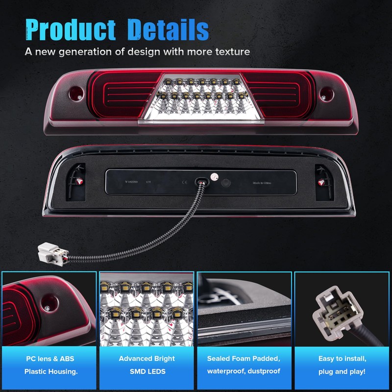 LUDARM LED Third Brake Light Compatible with Silverado/Sierra 1500 2014-2018