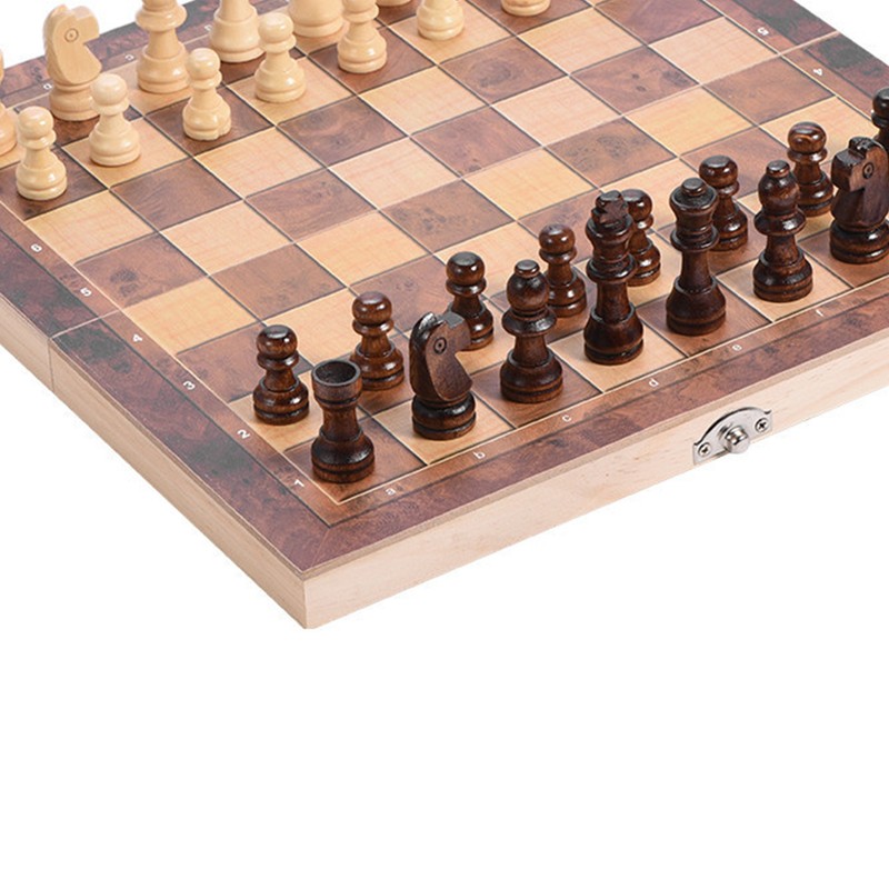 3in1 Portable Wooden Chessboard Folding Board Chess Game For Party