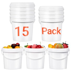 ASEVAT Clear Plastic Bucket with Lids and Handles, Reusable Food Storage Containers, Rum Buckets for Drinks for Snacks Deli Food Fruit, Cocktail, Leak Proof Bucket (White, 1 Quart)