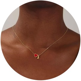 murtoo Initial Necklace for Women, 14K Gold Letter Necklace, Charm Heart Pendant Necklace, Gold Tiny Letter Name Necklaces for Birthday Valentine’s Day Anniversary Christmas