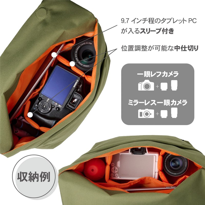 Hakuba Chululu RENU Series Travel Messenger Bag, Olive, M