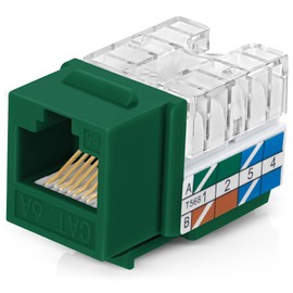 Everest Media Solutions 90° Angled CAT6A Keystone Jack in Green - Slim Profile RJ45 Ethernet Connector - Compatible with 90° Angled Speed Termination Tool - easyJACK (B094WB91H3) - 10-Pack