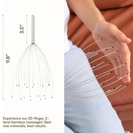 LOVJOYSE 20 Finger Head Scratcher, Scalp Massager, Wire Massager for Body Massage and Stress Relax (Silvery)