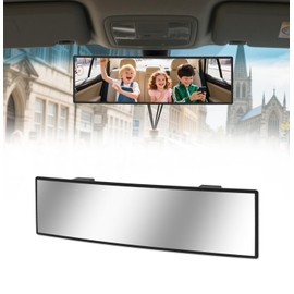 HmmtyRack Rear View Mirror, Chrome Anti-glare Panoramic Rear Mirrors Universal 10 Inch Convex Car Interior Clip on Extra Big Wide Angle Rearview Mirror Extender to Reduce Blind Spot for Car SUV